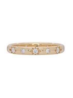 Beautiful Natural Diamond Band Ring in Solid 14K Yellow Gold